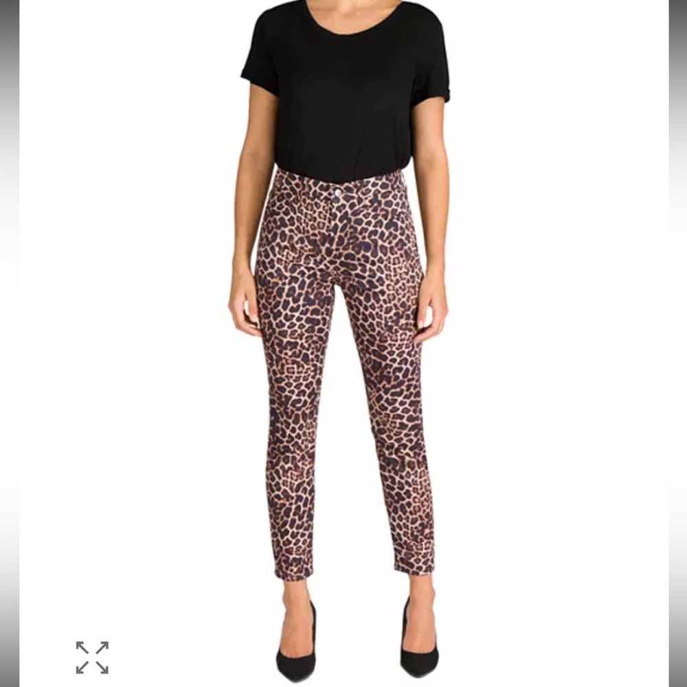 Leopard Print Ankle Pants - Brown/Black